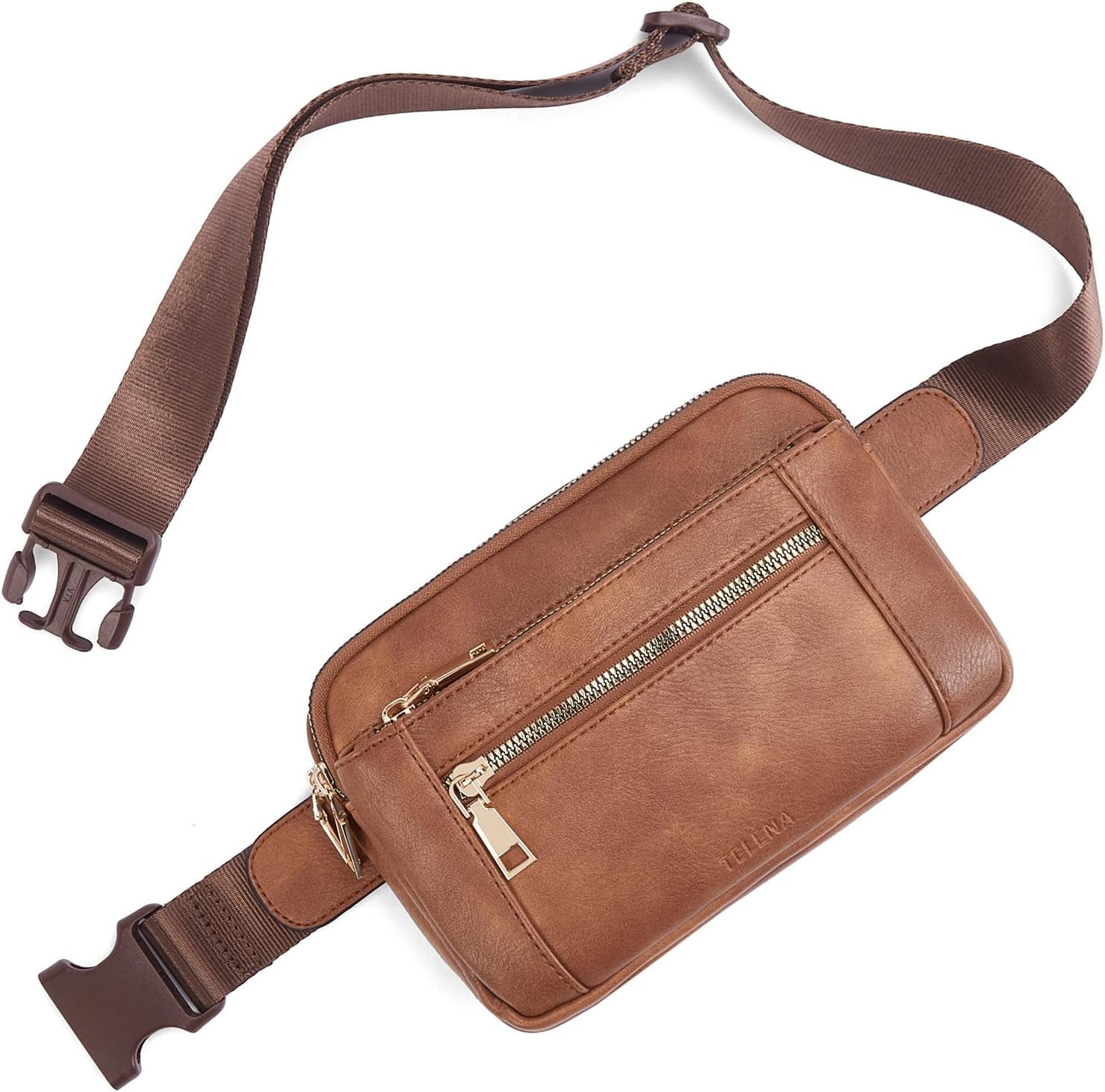Fanny Packs for Women Cross Body Bag Leather Belt Bag Fashionable Waist Bag with Adjustable Strap Beige Brown