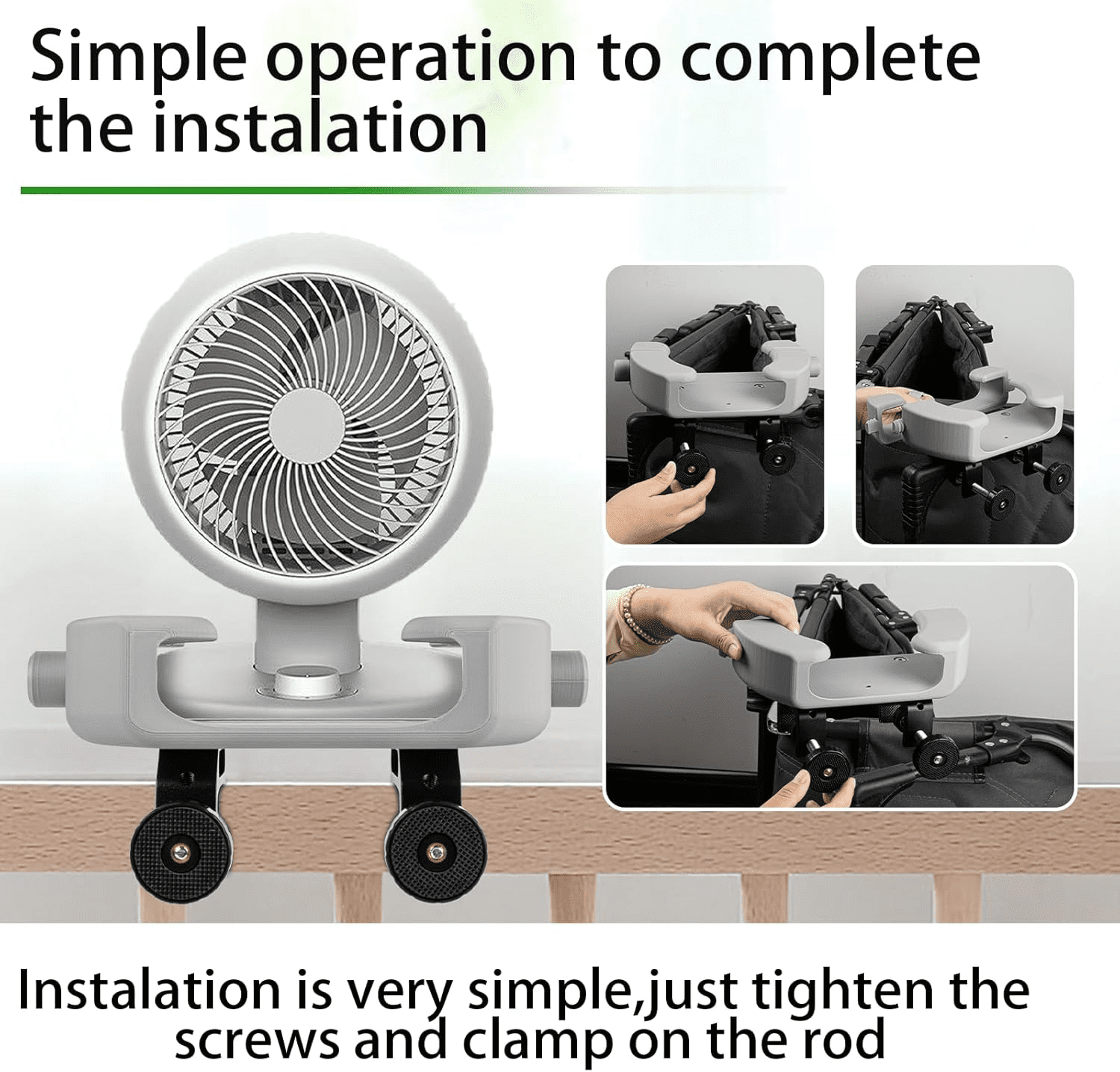 Bunk Buddy Fan Holder for 8.27" Clip-On Fans – Adjustable Dorm Bunk Bed Fan Mount, No-Drill Clamp Bracket for Dorms, Loft Beds, Secure Cooling Support (Grey)