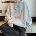 thumbnail image 5 of Sudadera con capucha de algodón para hombre, Top con estampado de dibujos animados japoneses, ropa informal de calle alta Harajuku, otoño e invierno, novedad, 5 of 5
