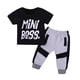 thumbnail image 3 of Jumpingount Conjunto de 2 uds para bebé, camiseta para niño, camiseta de manga corta para bebé, pantalones superiores para niño, ropa de verano conjuntos de ropa Negro 80cm, 3 of 6