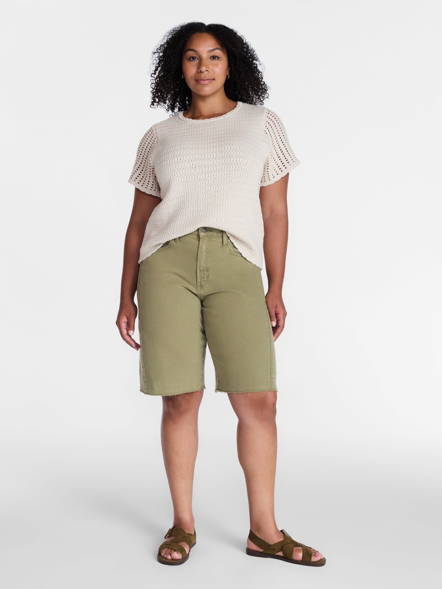 Time and Tru Women's Barrel Bermuda Shorts, Sizes 0-20