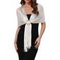 thumbnail image 1 of Chales y envolturas para mujeres INSPIRE CHIC para vestidos de noche, brillante, chispeante y elegante con hebilla 74.8x17.7" (LxA) Blanco (Dorado), 1 of 6