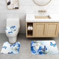 thumbnail image 4 of 4PCS Bathroom Rugs Set Shower Curtain Bath Mat Toilet Lid Cover,Rose flower butterfly printing, 4 of 7