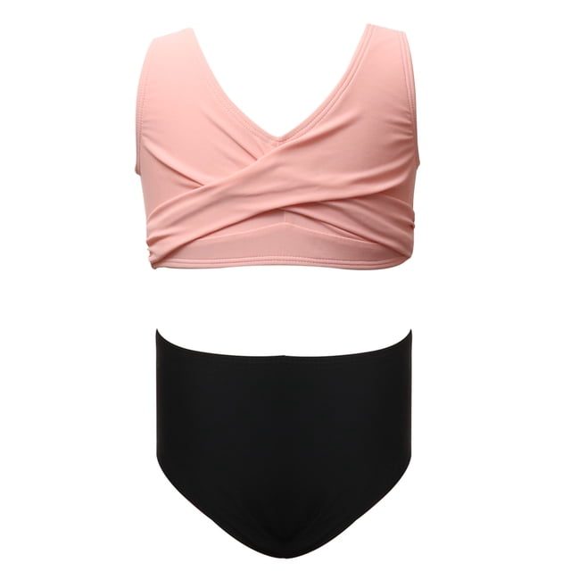 Tauxra Two Piece Bikini Set for Adults, Solid Color Swimsuit with Comfortable Fit and Snap Closure, Racerback Top and High Waist Bottoms for Swimming and Beach