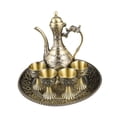 thumbnail image 4 of Olla de vinos de flaón de café, estilo de bebida versátil de estilo vintage tetera para la sala de estar para la sala de estar decoración de la mesa Bronce con bandeja de copa, 4 of 8
