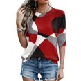 thumbnail image 5 of Abstract Geometric Print Top for Women, Crew Neck Half Sleeve Loose Fit Tunic Blouse - Lightweight Casual Summer Tee Shirt Multicolor M, 5 of 7