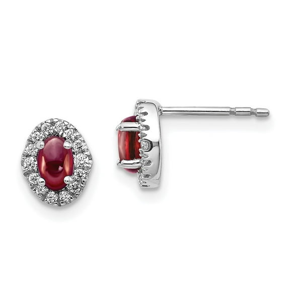 Primal Gold 14 Karat White Gold Diamond and Cabochon Garnet Earrings