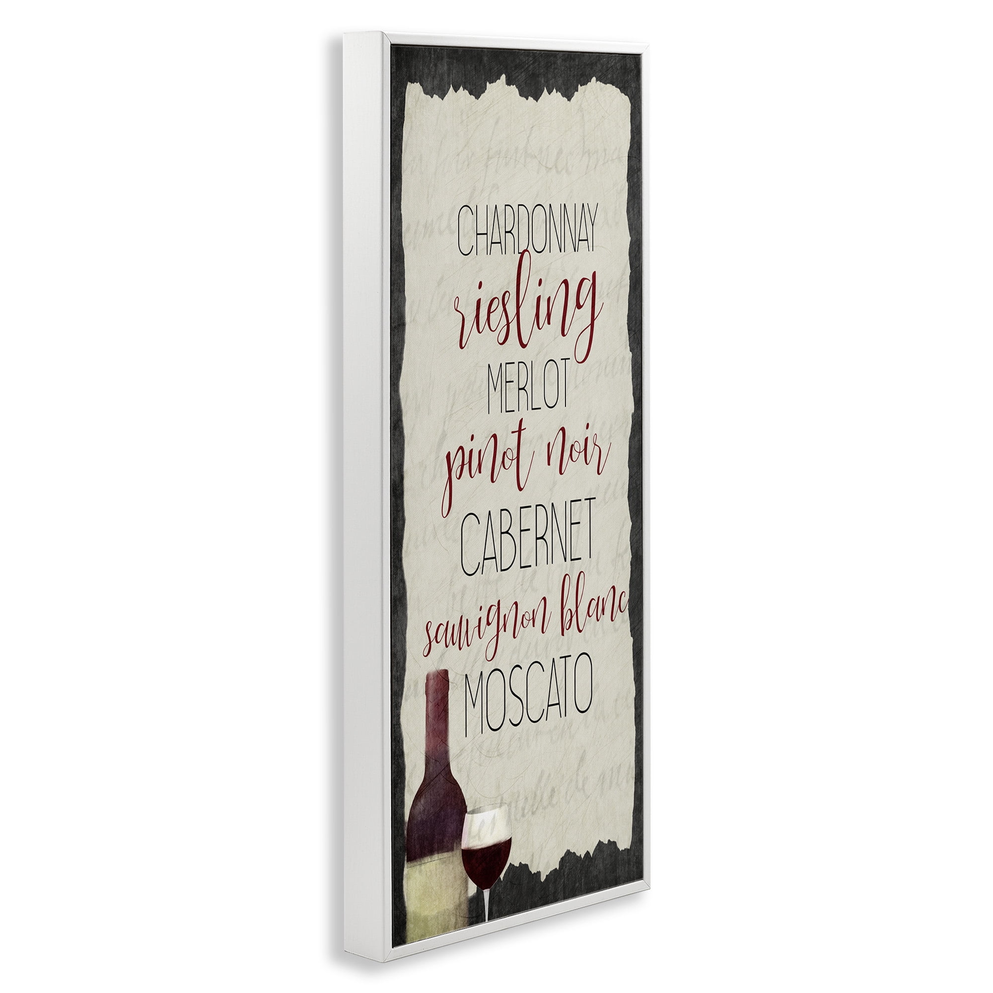 Stupell Industries Country Kitchen Wine List Food & Beverage Painting White Framed Art Print Wall Art, 10 x 24