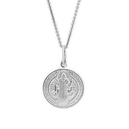 Ritastephens Sterling Silver or Gold tone San Benito Saint Benedict Medallion Medal Charm Necklace (11mm, 15mm)