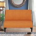 thumbnail image 6 of Andeworld Linen Loveseat Sofa Couch Upholstered Small Loveseat for Bedroom Armless Living Room Chairs Cushioned 2-Seater Settee loveseat (Orange), 6 of 7