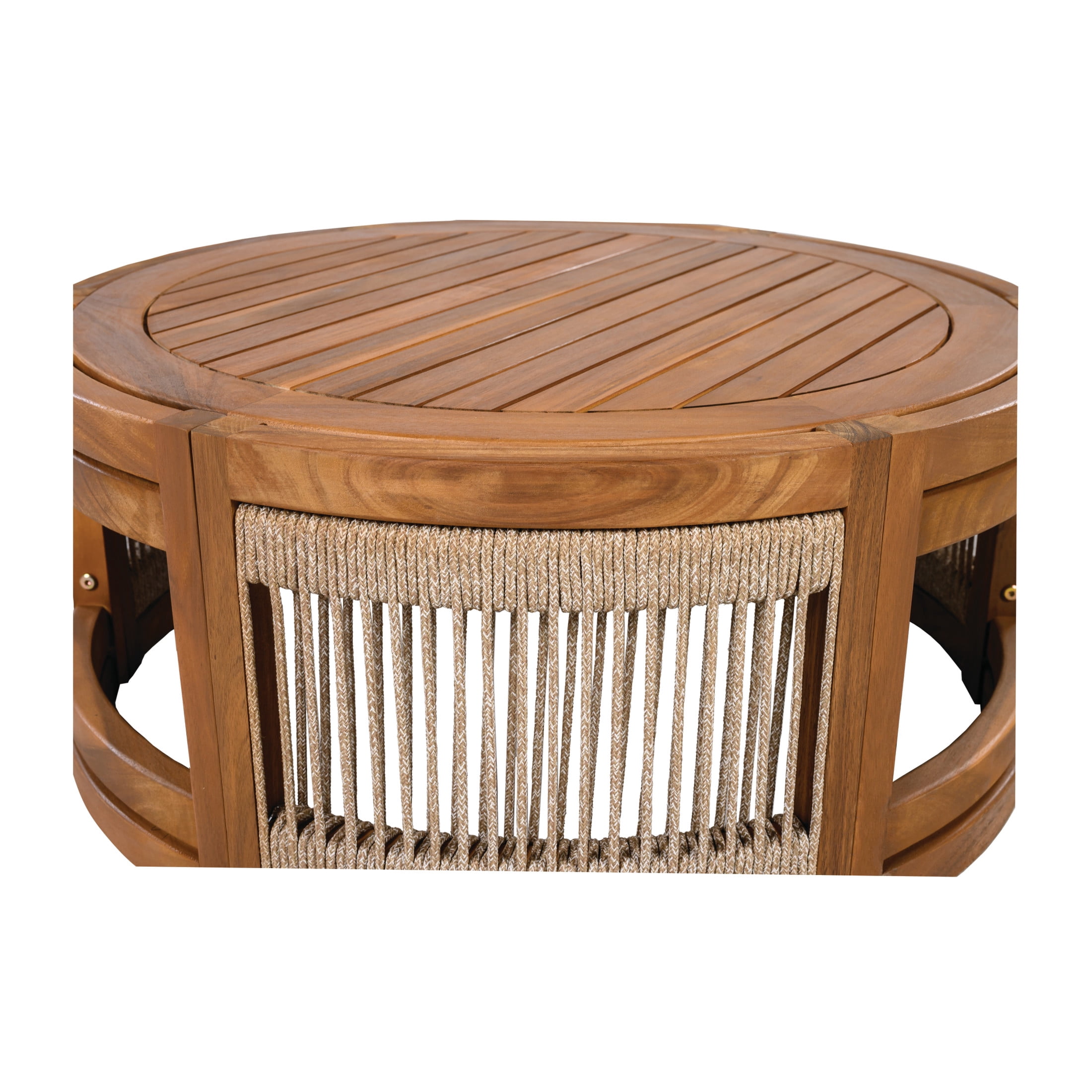 Christopher Knight Home Acacia Wood Patio Coffee Table, Weather-Resistant Outdoor Table with Handwoven Rope