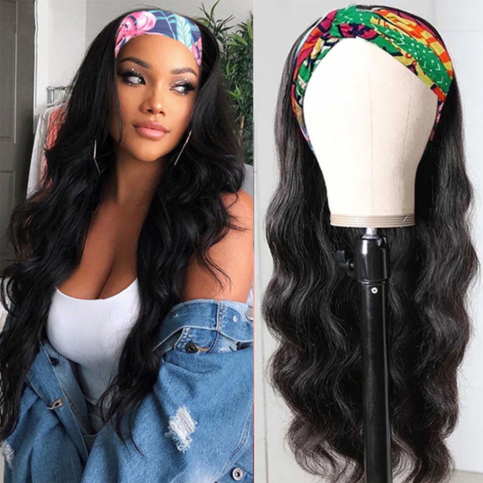 UTOURS Human Hair Wigs For Women Black Color Natural Lace Hair Black Hair Long Wigs Fashion Sexy Wave Synthetic Wig High Temp