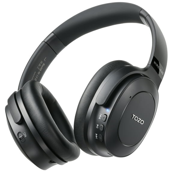 TOZO HT1 Over Ear Bluetooth 5.3 Headphones,ANC & ENC Noise Cancelling Clear Calls,40H Playtime,Custom 32EQ via App,Hi-Res Audio Deep Bass,Comfort Fit Ear Cups,Wireless Headphone for Sport Travel Home