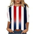 thumbnail image 2 of JTZGDY Plus Size 3/4 Length Sleeve Womens Tops Funny American Flag 4th of July Shirts Stars Stripes Patriotic Tshirts Trendy Holiday USA Flag Tunic Blouses Multicolor#03 M, 2 of 6