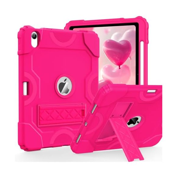xixishop Étui Cantis pour iPad 11 Pouces (A16) 2025 / iPad 10e Génération 2022 (10,9 Pouces), Étui Antichoc 10e Génération avec Porte-Crayon et Béquille, Rose Vif