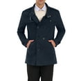 thumbnail image 1 of Abrigo de invierno para hombres Inspire Chic, abrigo de guisante de doble botonadura con cuello alto, talla XL, azul marino, 1 of 6