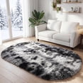 thumbnail image 6 of Yeerswag Oval Fluffy Soft Dark Grey Area Rugs, 2.6 x 5.3 ft, 6 of 8
