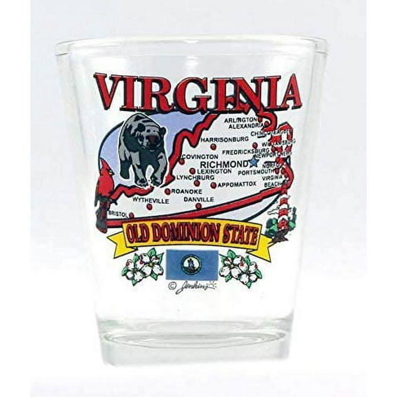 Virginia State Elements Map Shot Glass