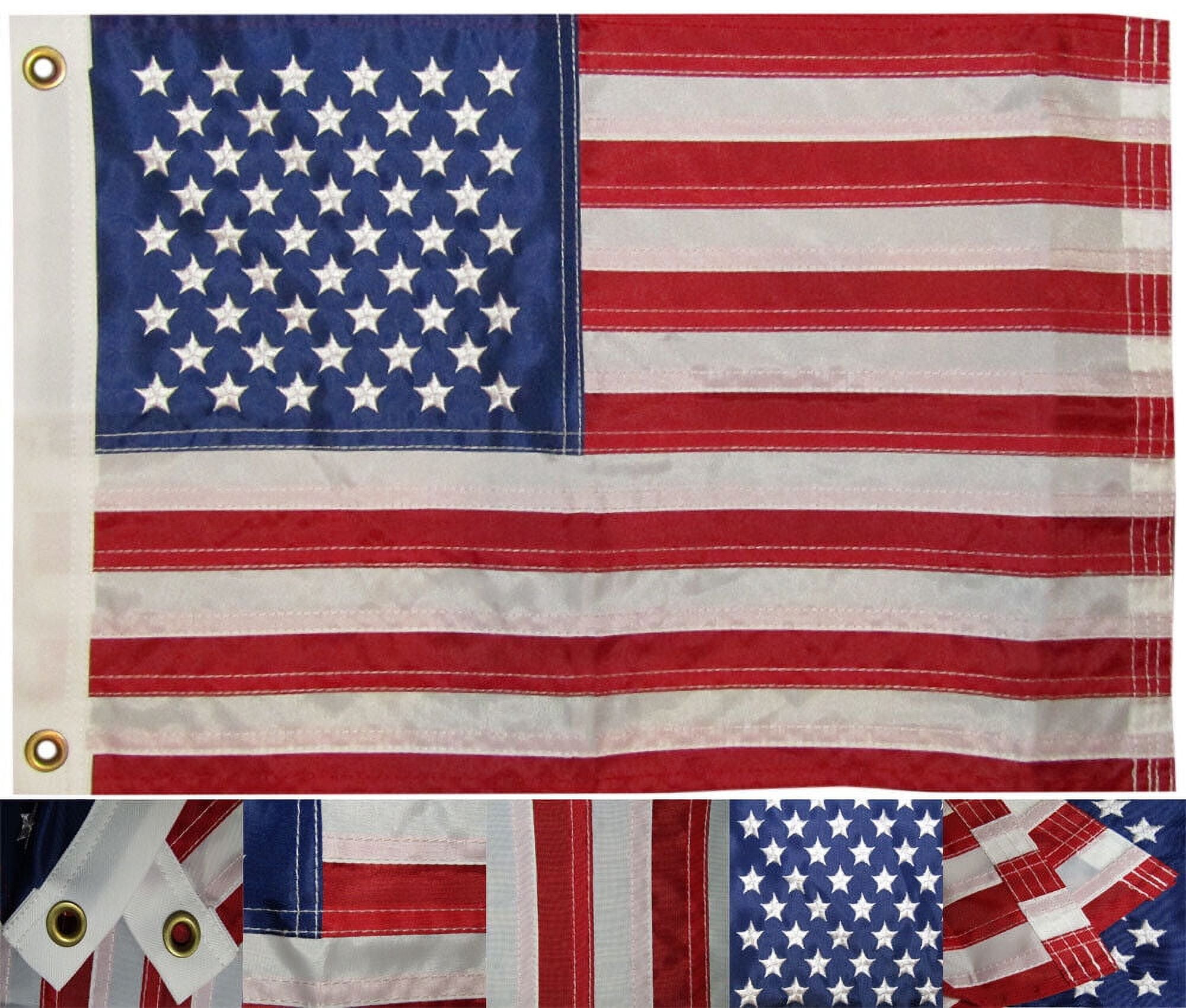 American Flag 12x18 ft. Nylon SolarGuard Nyl-Glo , with Sewn