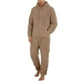 thumbnail image 2 of Timegard Mens Rompers Plus Size Winter Drawstring Hoodies Homewear Zip up Warm Comfy Jumpsuit with Pockets, 2 of 6