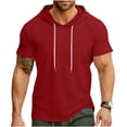thumbnail image 7 of yillto Men's Short Sleeve Hoodie Top Workout Gym Sweatshirt with Pocket Fashion Athletic Running T Shirts, 7 of 7