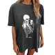 thumbnail image 1 of Blusa de manga corta con diseño de calavera y esqueleto de manga caída vintage para mujer Pompotops  hfajkhk128190, 1 of 9