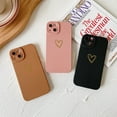 thumbnail image 2 of Compatible with iPhone 13 6.1 inch Case,Cute Love Heart Pattern Liquid Silicone Soft Case for Girls Women Side Plated Heart Phone Case,Brown, 2 of 5