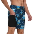 thumbnail image 2 of Yiaed Blue Owl Print Mens Swim Trunks Bathing Suit Compression Liner Beach Swim Shorts Swimwear Quick Dry Zipper Pocket No-Chafing Board Short-Small, 2 of 6