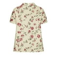 thumbnail image 5 of JTZGDY Plus Size Women Linen Shirts Dressy Casual Floral Printed Summer Short Sleeve Oversized Lapel Collared Round Neck Graphic T-Shirts Top Loose Fit Business Work Tunic Blouse Multicolor#02 L, 5 of 7
