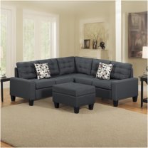 JERFIT Modern 6-Piece Upholstered Fabric Sectional Sofa Couch with Ottoman, Grey Living Room Set
