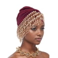 thumbnail image 4 of XASZHN Turban à Franges Multi-Couches pour Femmes Musulmanes Couverture de Chimiothérapie Cancer Vin_002 m, 4 of 5