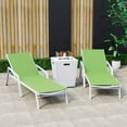 thumbnail image 2 of LeisureMod Marlin Modern White Aluminum Outdoor Patio Chaise Lounge Chair With Arms Set of 2 with Square Fire Pit Side Table Perfect for Patio, Lawn, and Garden (Green), 2 of 21