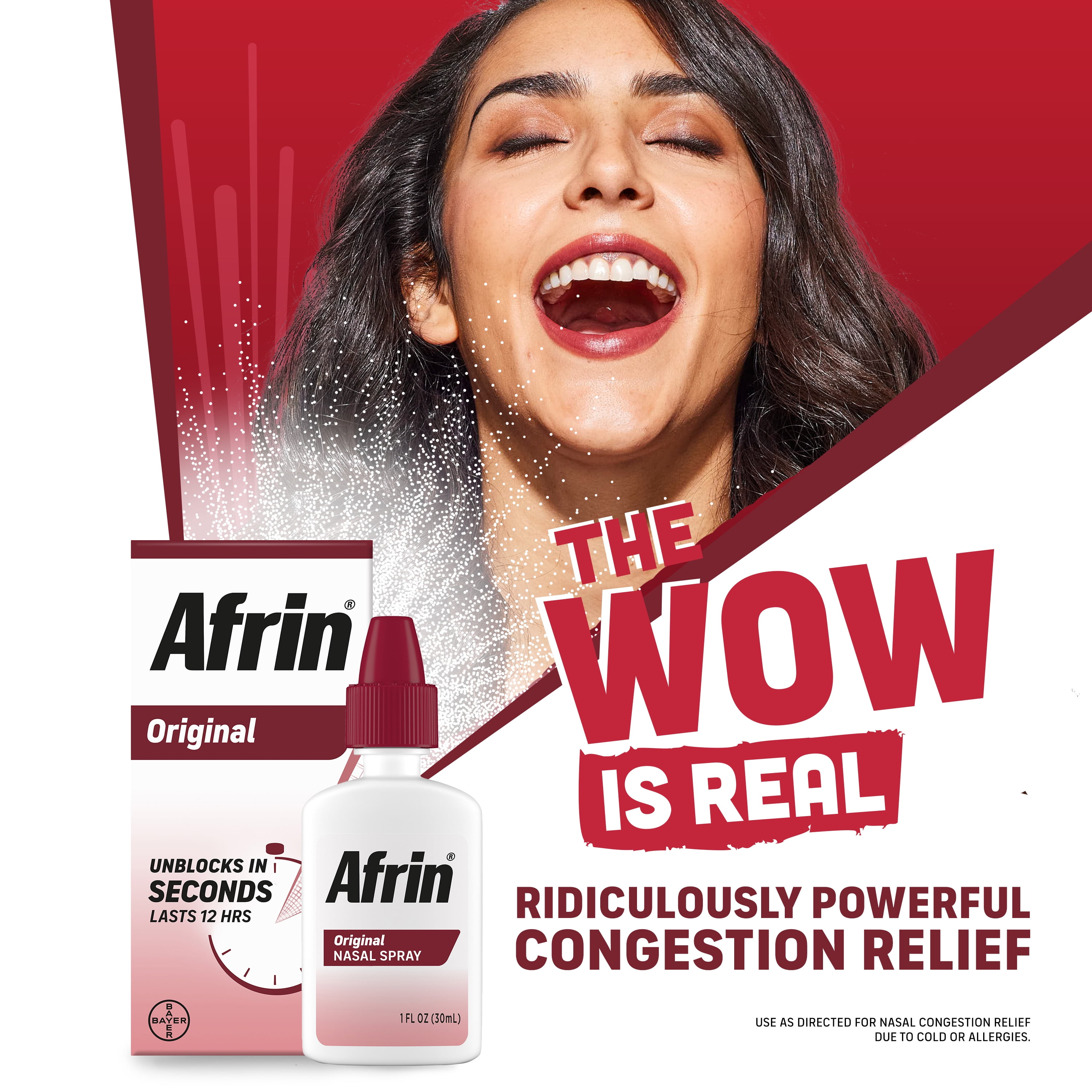 (2 pack) Afrin Original 12 Hour Nasal Congestion Relief Spray - 30 ml