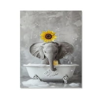 Sunflower Elephant Bathroom Poster Canvas- Perfect for Wall Artrations, Dining Room Decor, Bedroom Art, Wall Decor Living Room, Wall Art, Frameless 8x10inch