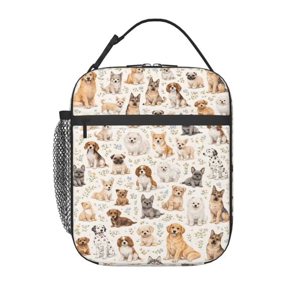 Cute Dog Breeds Lunch Bag Portable Thermal Lunch Box for Men and Women