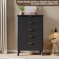 thumbnail image 4 of EastVita Fluted Dresser for Bedroom with 5 Deep Drawers 47in Tall Chest of Drawers with Faux Marble Top Curved Profile Design Modern Wooden Dresser for Living Room Kids Room Hallway-Black, 4 of 8