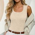 thumbnail image 2 of WEIWEN Womens Tank Tops with Built in Bras Casual Sleeveless Shirts Stretchy Fitted Athletic Workout Camisole Fitted Basic Tee 2026 Trendy Summer Clothes Beige, XXL, 2 of 6