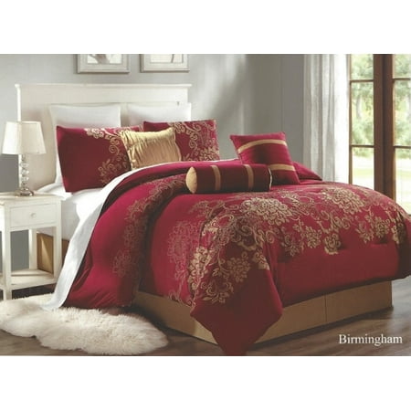 Difference Between A Duvet And A Comforter Unique Home Birmingham Floral Comforter 7 Piece Bed Set Ruffled Bed In A Bag Clearance Bedding Comforter Duvet Fade Resistant, Super Soft, Red/White/Gold, Size: King ()