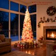 thumbnail image 4 of Gymax 6 FT Pre-Lit Christmas Tree Slim Pencil Xmas Tree w/ 392 Snow Flocked PVC Branch Tips, 4 of 10