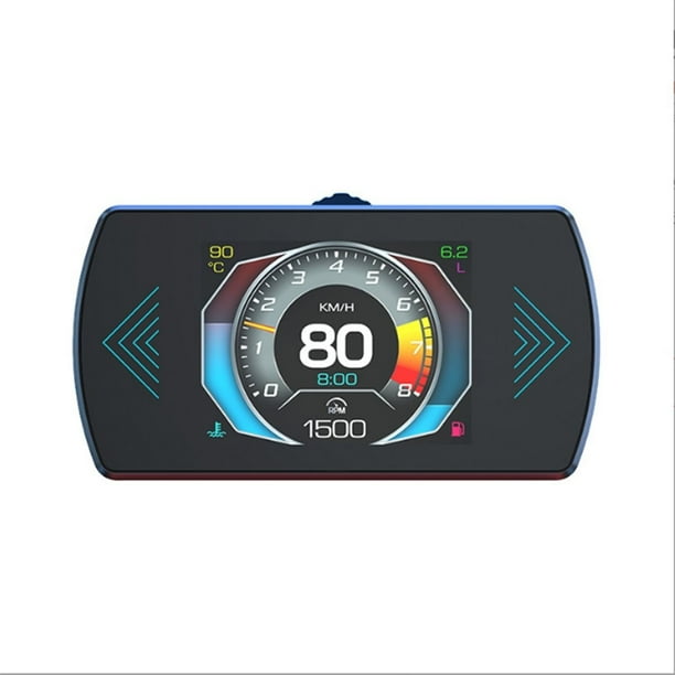 Pantalla de Indicador OBD2, Pantalla de Visualización Frontal para Automóviles, Pantalla Visualización Frontal, Velocímetro Digital OBD2 + GPS Adecuado para Todos los Automóviles.
