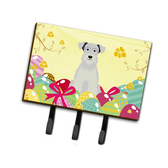 Carolines Treasures BB6053TH68 Easter Eggs Miniature Schnauzer White Leash or Key Holder Triple multicolor