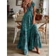 thumbnail image 3 of Vestido Elegante De Talla Grande, Vestido Maxi Elástico Alto Fruncido Con Cuello En V Y Manga De Burbuja Con Estampado Floral Para Mujer, 3 of 4
