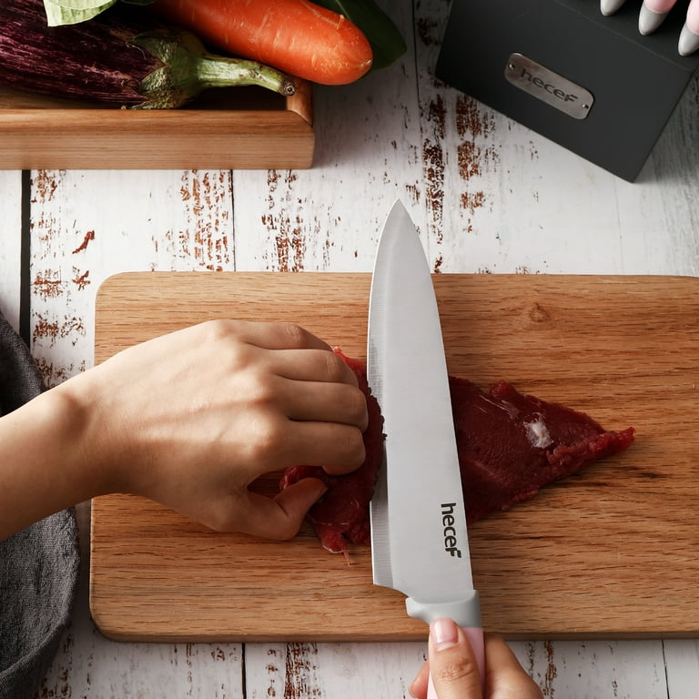 Hecef 11Pcs Knife Set Stonewashed Rustproof Stainless Steel Sharp Cutting  Knife