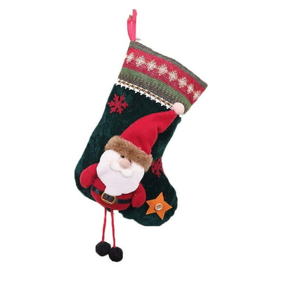 Christmas Stocking Charm Gift Stocking 12 inch Cozy Santa Snowman Reindeer Printed Classic Knit Christmas Stocking Personalized Xmas Hanging Decoration Home Farmhouse Fireplace Christmas Decor