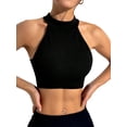 thumbnail image 3 of Sleeveless Crewneck Tank Top Ribbed Knitted Crop Tops for Women, 3 of 9