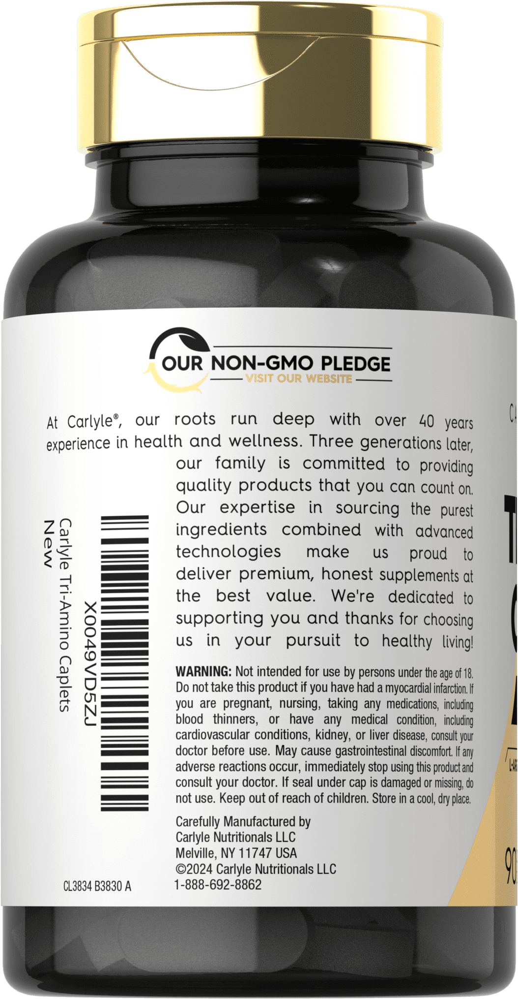 Tri-Amino L-Arginine, L-Ornithine, L-Lysine Supplement | 90 Caplets | by  Carlyle