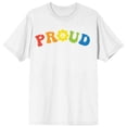 thumbnail image 1 of Pride - Proud Rainbow Groovy Design White T-Shirt, 1 of 2