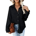 thumbnail image 1 of Camisas con botones de pana para mujer Blusas de manga larga de gran tamaño Tops Chaqueta con cuello informal Adepaton HMFJ293-12, 1 of 1