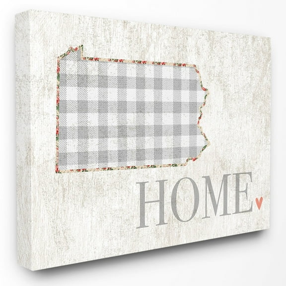 The Stupell Home Decor Collection Gingham Pennsylvania Heart and Home Wall Art