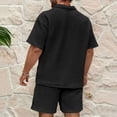 thumbnail image 2 of SWSMCLT Men's 2 Piece Outfit Polo Shirt Boyleg Half Zip Empire Waist Classic Elasthane Matching Outfit Tracksuits Casual Set Boxer Black Small, 2 of 2